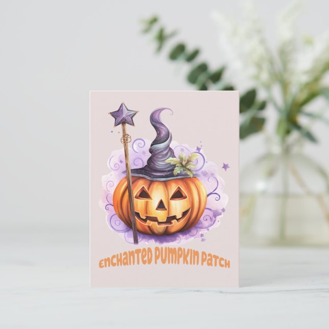 Postal Parche de calabaza encantada - Cute Jack-o’-Lanter (Anverso de pie)