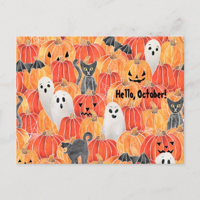 Postal Parche de calabaza fantasmal (Anverso)
