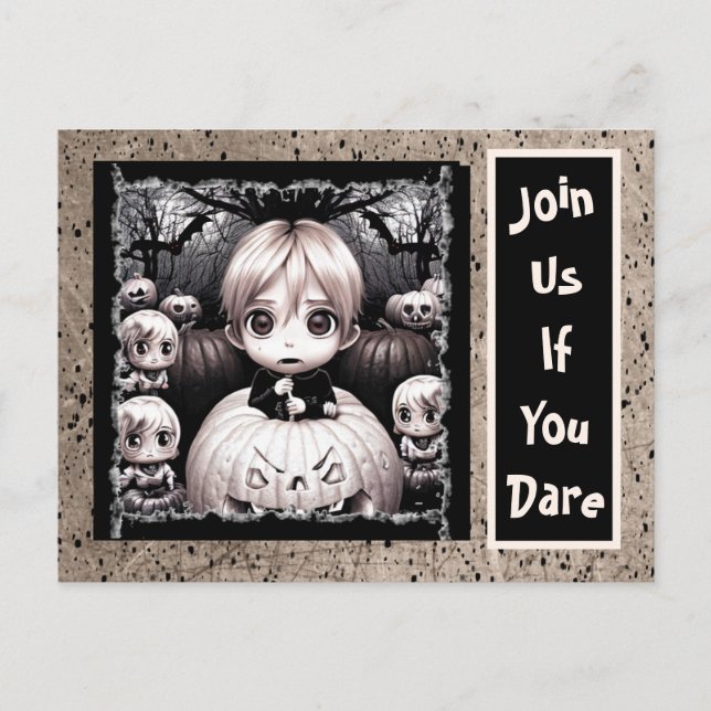 Postal Parche de calabaza infantil espeluznante Halloween (Anverso)