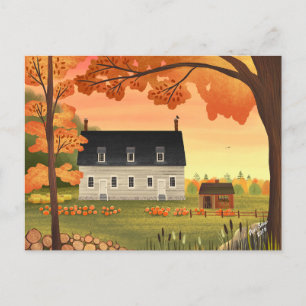 Postal Parche de calabaza otoñal para granjas de otoño