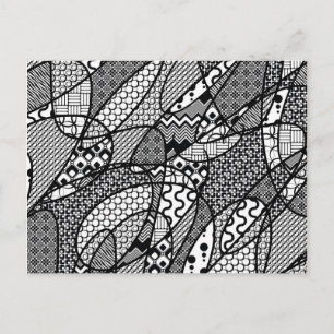 Postal Parche de patchwork de patrón blanco y negro 05