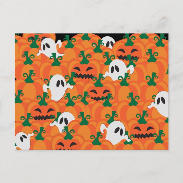 Postal Parche Halloween Ghosts Haunted Pumpkin (Anverso)