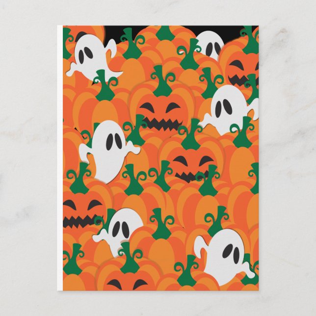 Postal Parche Halloween Ghosts Haunted Pumpkin (Anverso)