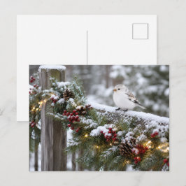 Postal Pardillo de Navidad de Invierno