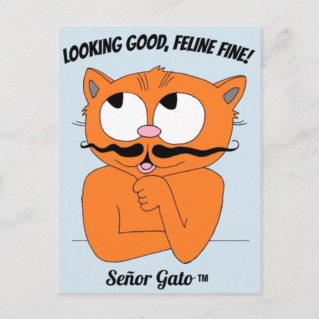Postal "¡PARECE BIEN, FELINE BIEN!" Gato de bigote (Anverso)