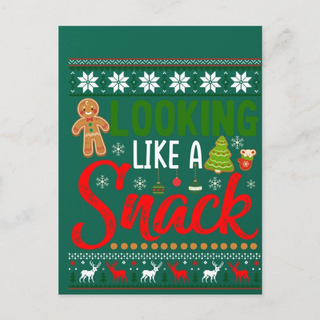 Postal Pareciendo un Snack Galleta de Navidad Divertida y (Anverso)