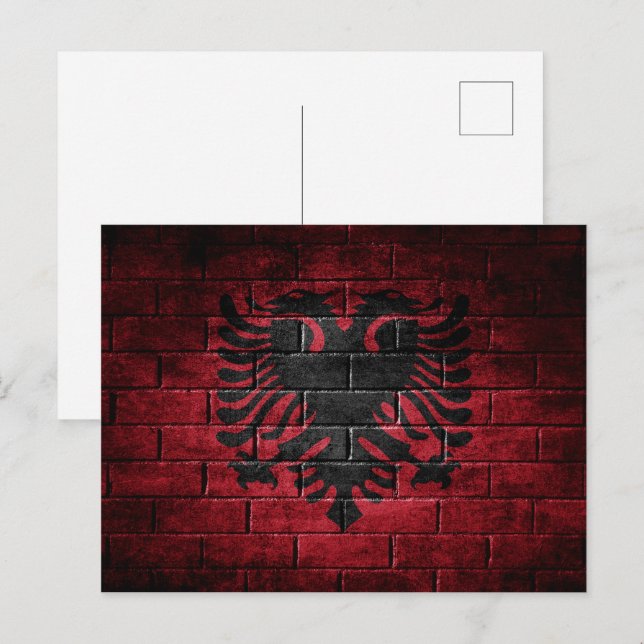 Postal pared con bandera de Albania (Anverso / Reverso)