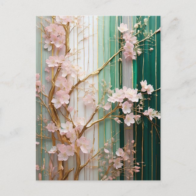 Postal Pared de flores de cerezo en flor  (Anverso)