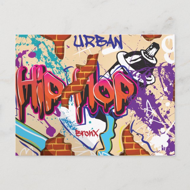 Postal Pared de grafiti de Hip Hop Urbano. (Anverso)