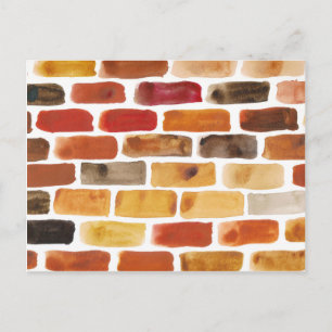 Postal Pared de ladrillo en sombras marrones, pintura de