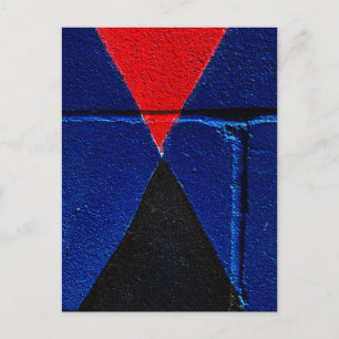 Postal Pared geométrica abstracta pintada rojo azul negro