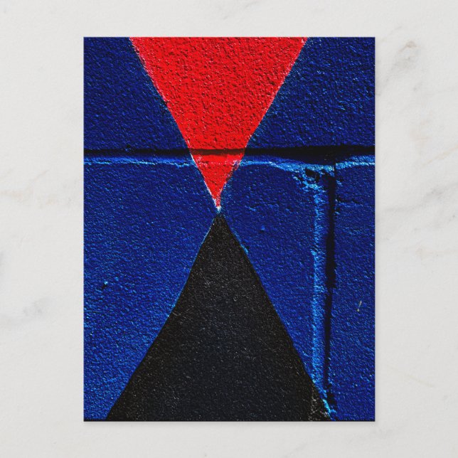 Postal Pared geométrica abstracta pintada rojo azul negro (Anverso)