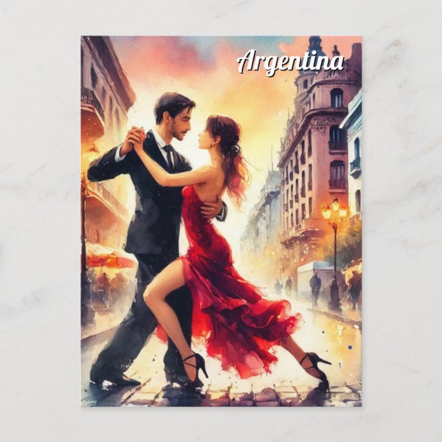 Postal Pareja bailando en tango en Argentina (Anverso)