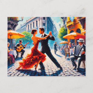 Postal Pareja bailando en tango en Argentina