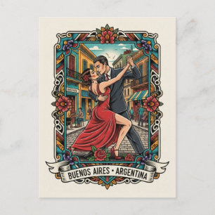 Postal Pareja bailando tango en Argentina