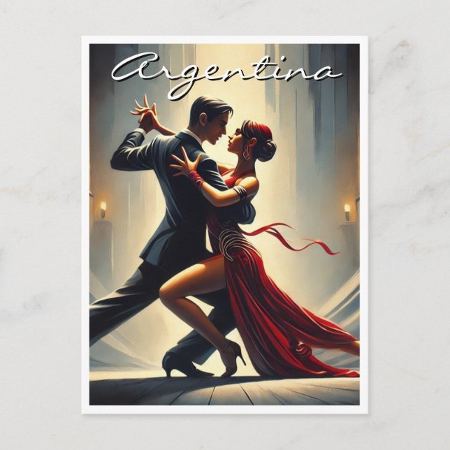 Postal Pareja bailarina de tango de Argentina (Anverso)