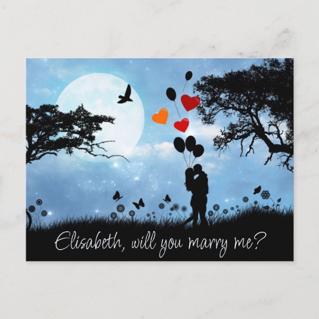 Postal Pareja besando romántico ¿Te casarás conmigo? (Anverso)
