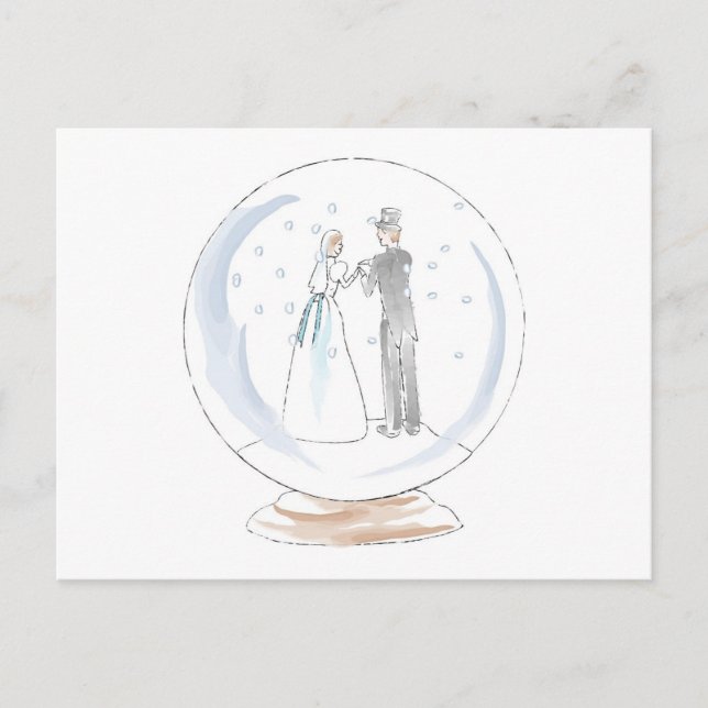 Postal Pareja Boda de Globe de Nieve (Anverso)