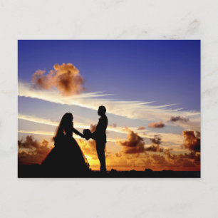 Postal Pareja Boda Sunset