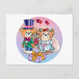 Postal Pareja Boda Teddy Bear