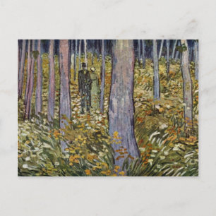 Postal Pareja Caminando Por El Bosque De Vincent Van Gogh