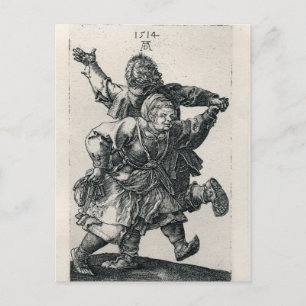 Postal Pareja campesina bailando con Albrecht Durer