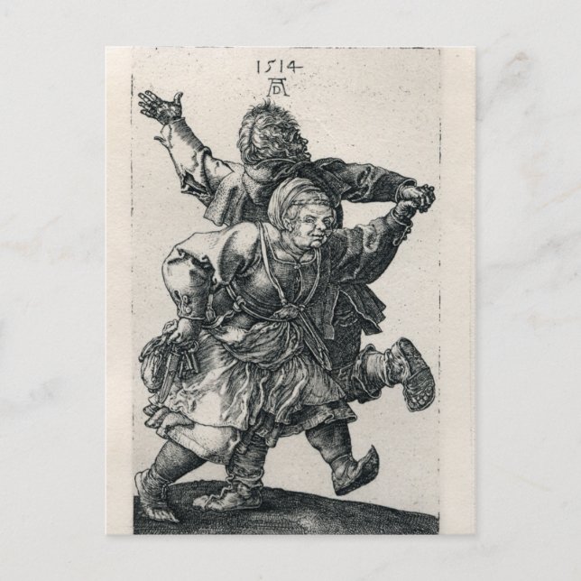 Postal Pareja campesina bailando con Albrecht Durer (Anverso)