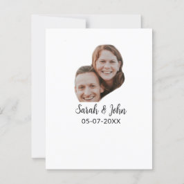 Postal Pareja cara foto agregar nombre fecha boda simple 