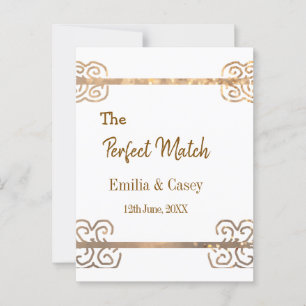 Postal Pareja coincidente perfecta brillo dorado vintage 