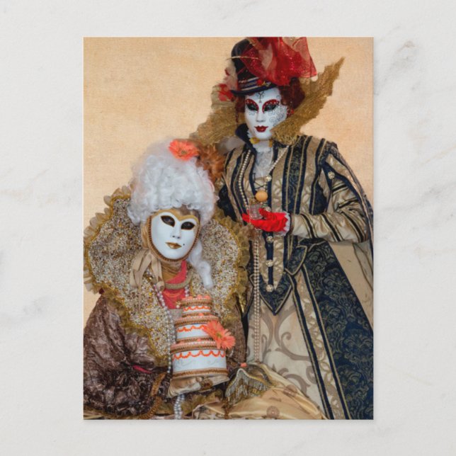 Postal Pareja con disfraz de Carnaval, Venecia (Anverso)