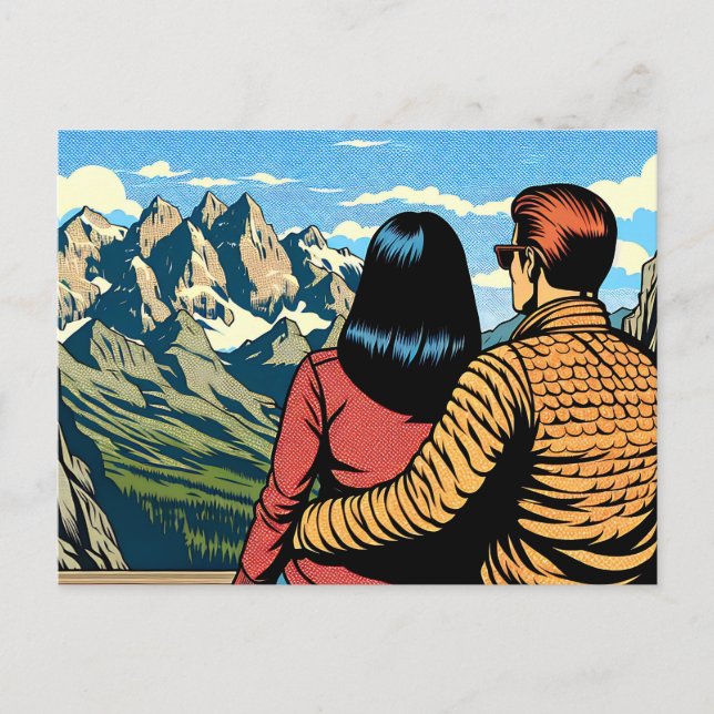 Postal Pareja con vista panorámica   (Anverso)