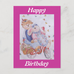 POSTAL PAREJA CUIDADA DE CONEJOS ATADOS