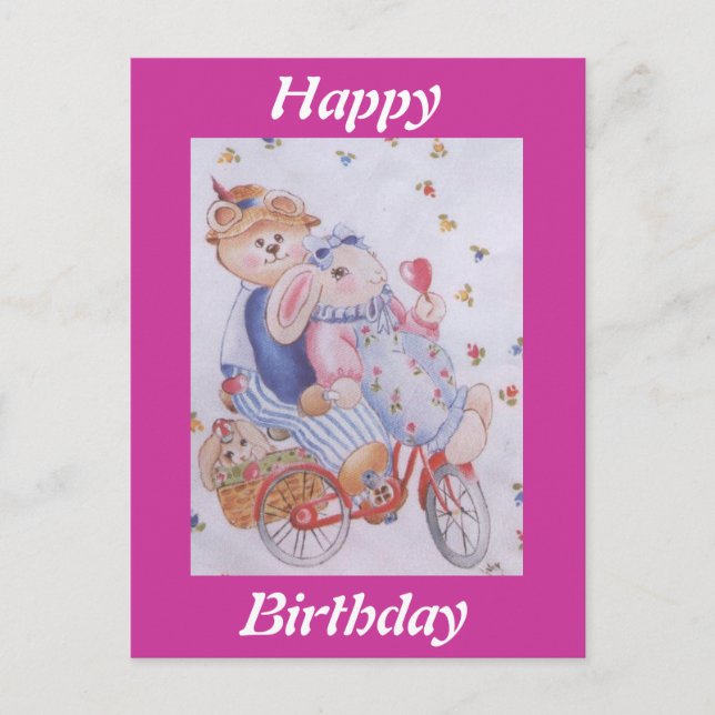 POSTAL PAREJA CUIDADA DE CONEJOS ATADOS (Anverso)