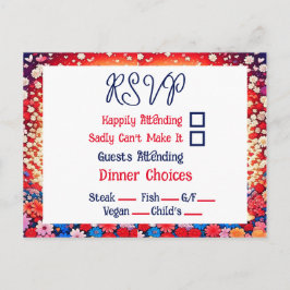 Postal Pareja de anime floral Boda única RSVP