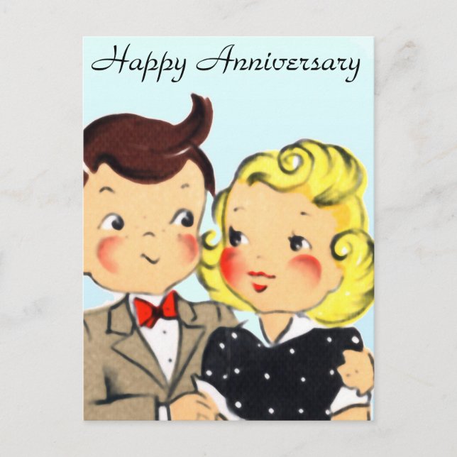 Postal Pareja de Aniversario Vintage (Anverso)