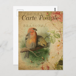 Postal Pareja de aves de época