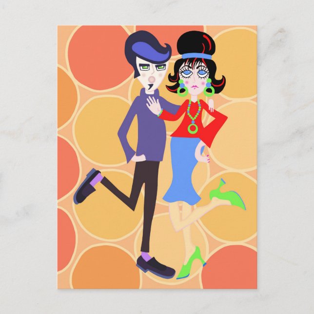 Postal Pareja de baile Groovy (Anverso)