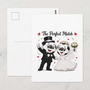 Postal Pareja de Boda de Fútbol