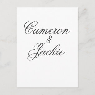 Postal Pareja de boda elegante simple nombre caligrafía e