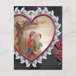 Postal Pareja de Bodas asiáticos en imagen de arte de rem