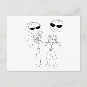 Postal Pareja de bodas de playa