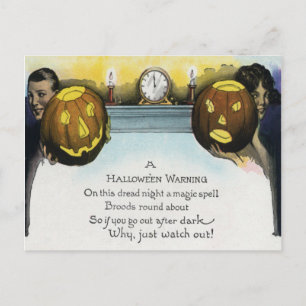 Postal Pareja de calabazas Jack O Lantern