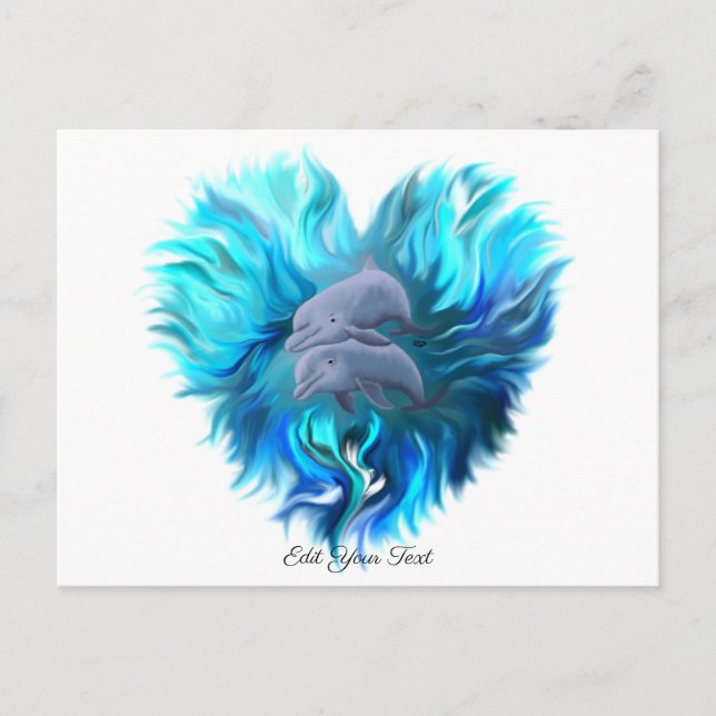 Postal Pareja de delfines (Anverso)