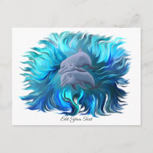 Postal Pareja de delfines (Anverso)