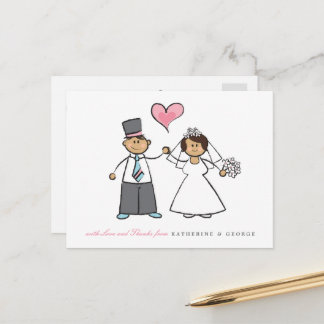 Postal Pareja de dibujos animados morenos Sr y Sra Gracia