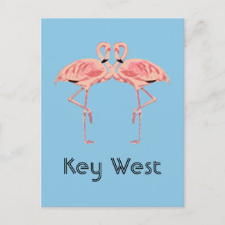 Postal Pareja de flamencos rosados de Key West Florida