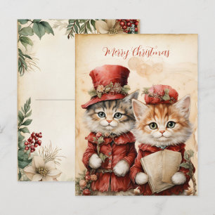 Postal Pareja de gatitos navideños hermosos