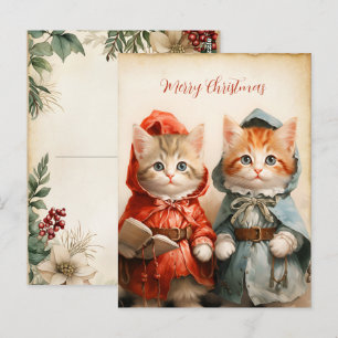 Postal Pareja de gatitos navideños hermosos