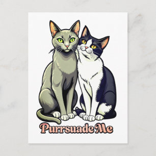 Postal Pareja de Gatos Dulces Conversadores