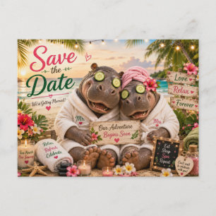 Postal Pareja de Hipopótamos Spa Tropical Save the Date